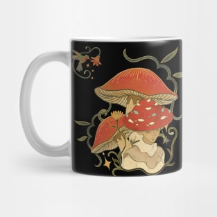 Vintage Mushroom Flower With Hummingbird Mug